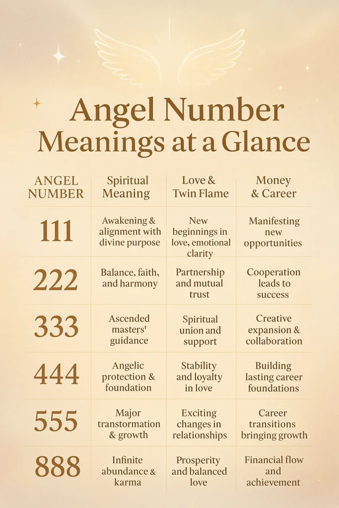 Angel Number Chart Meaning