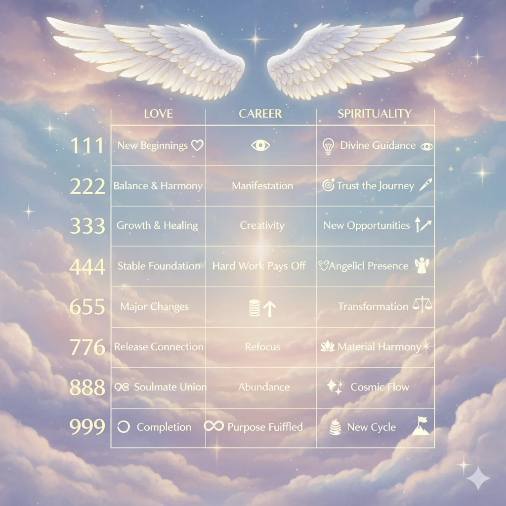 Angel Number Chart Meaning