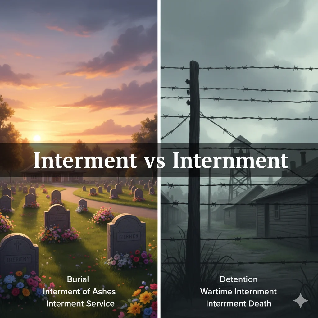 Interment vs Internment