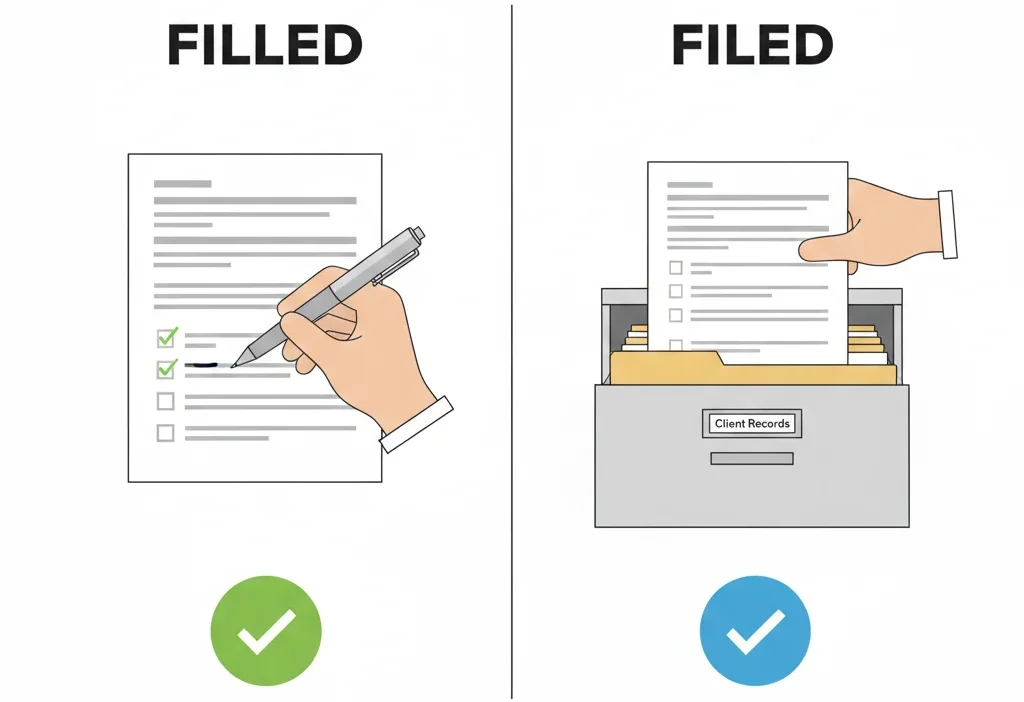 Filled vs Filed
